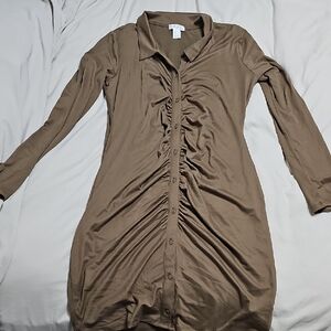 Birch And Stone Sophisticated Long Sleeve Brown Dress